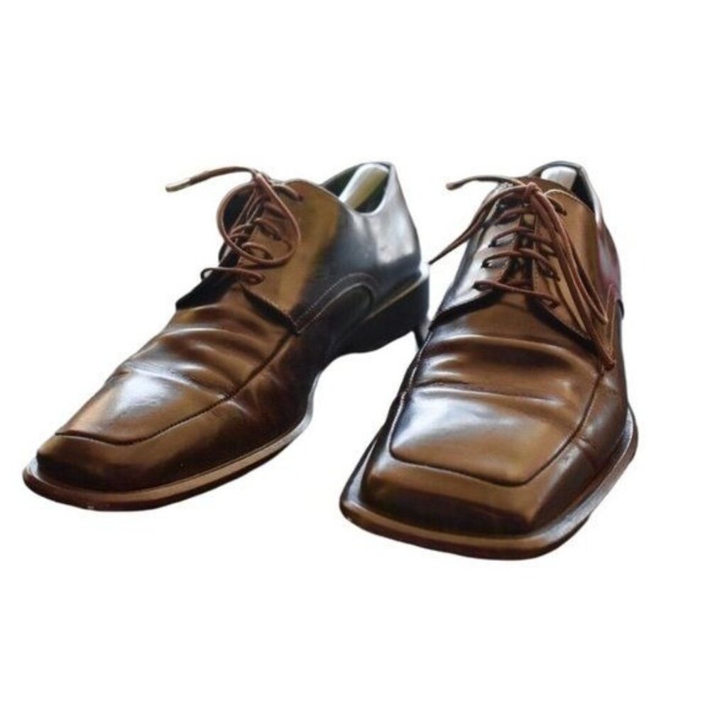 Men's Via Spiga Brown Square Toe  Lace-Up Oxford Dress Shoe 8.5